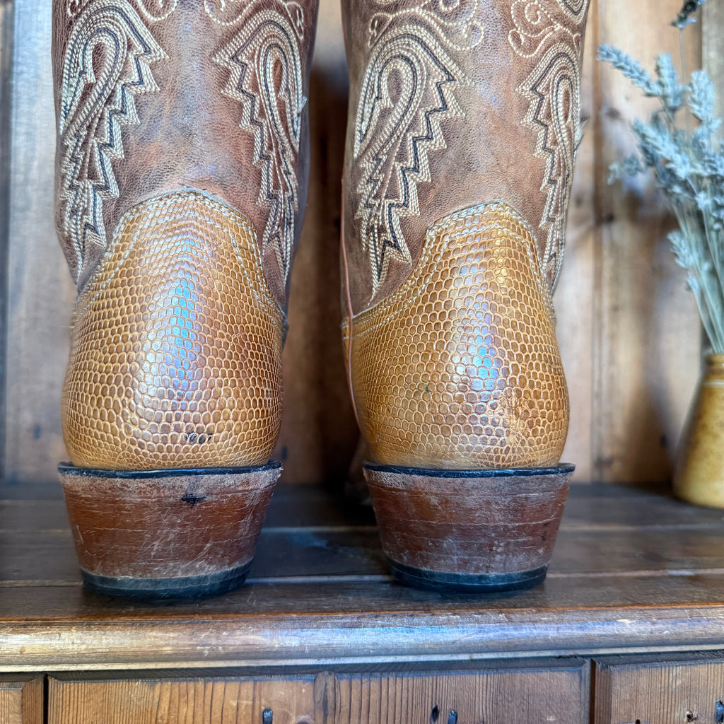 UK 7.5 - Vintage Exotic Teju Lizard 90s Lucchese Cowboy Boots