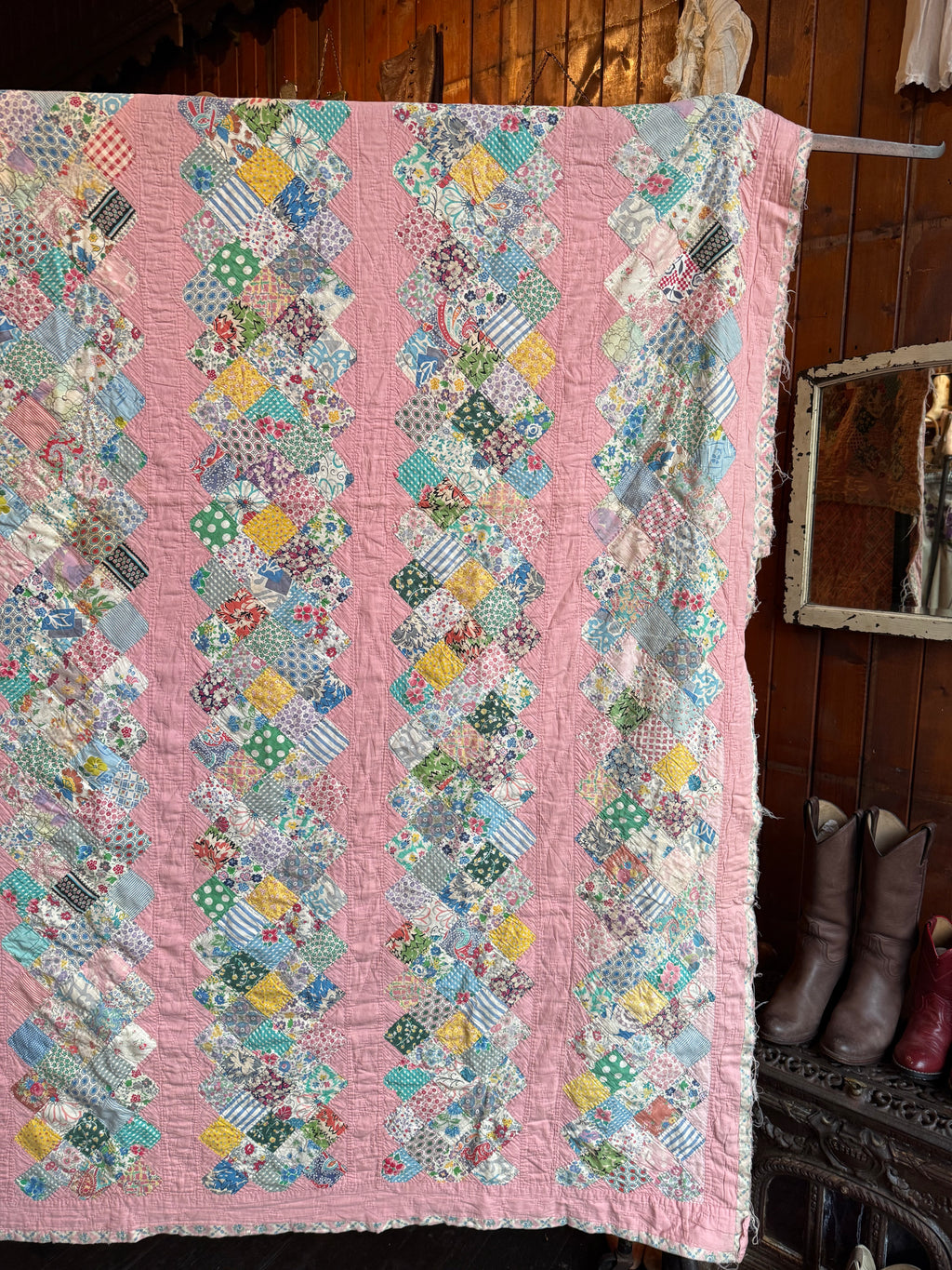 Wartime Feedsack Scrap Quilt