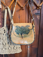 Vintage Tooled Leather Saddle Bag