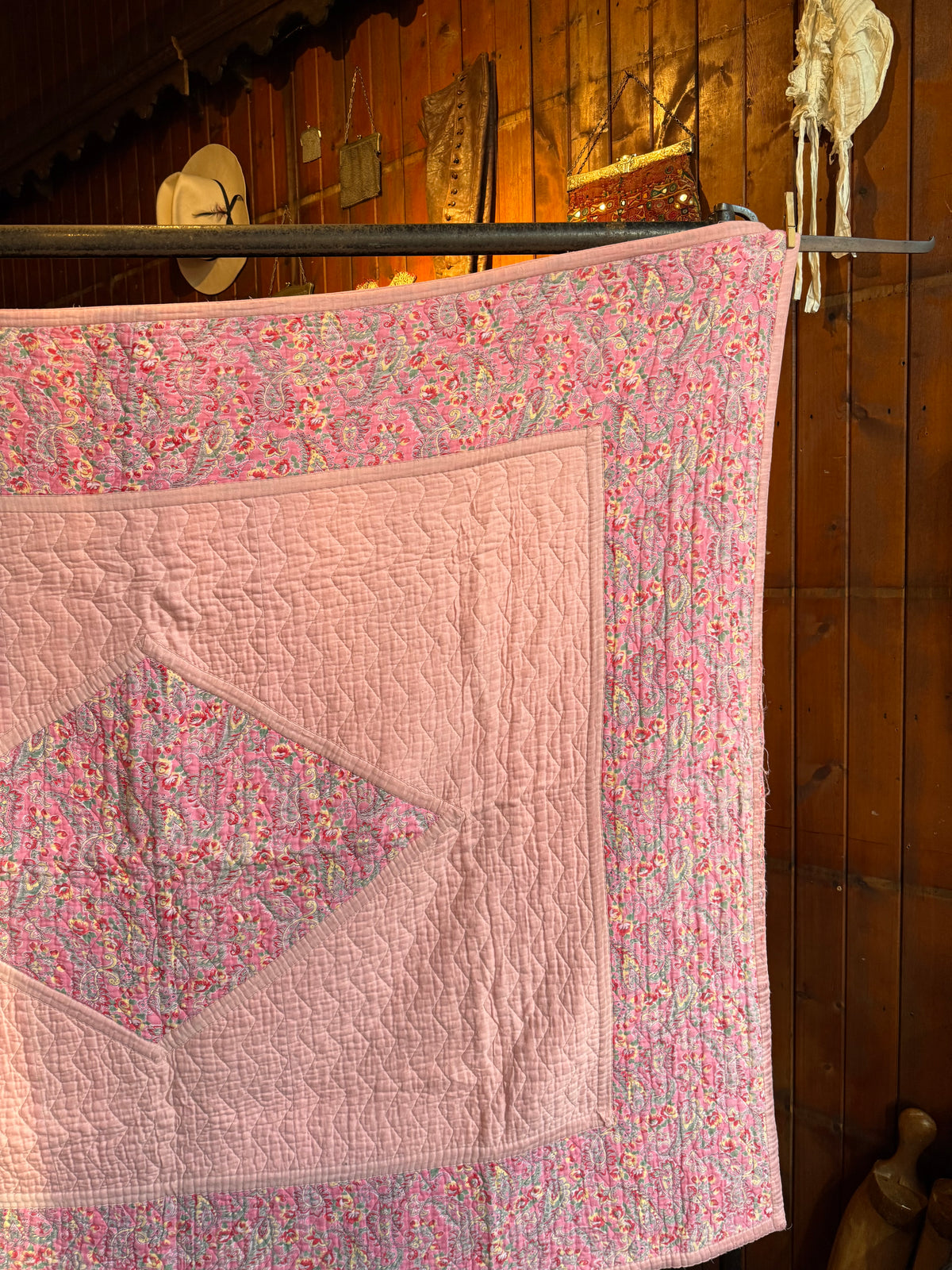 Vintage Pink Paisley Reversible Cotton Quilt