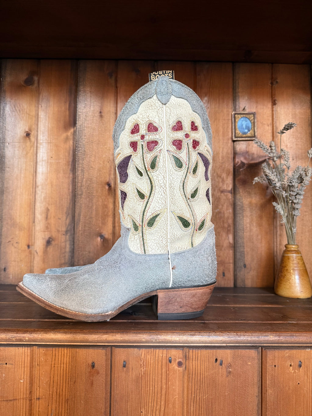 UK 5 - 2000’s ‘Justin Vintage’ Floral Butterfly Inlay Cowboy Boots