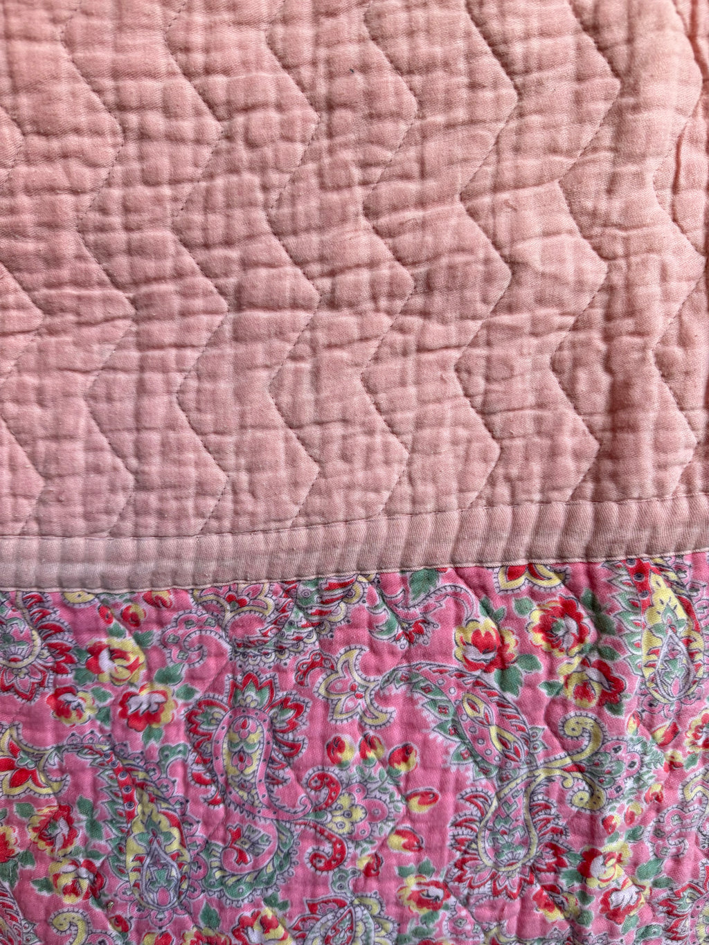 Vintage Pink Paisley Reversible Cotton Quilt