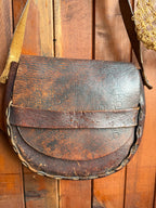 Vintage 70s Handmade Floral Tooled Leather Saddle Bag