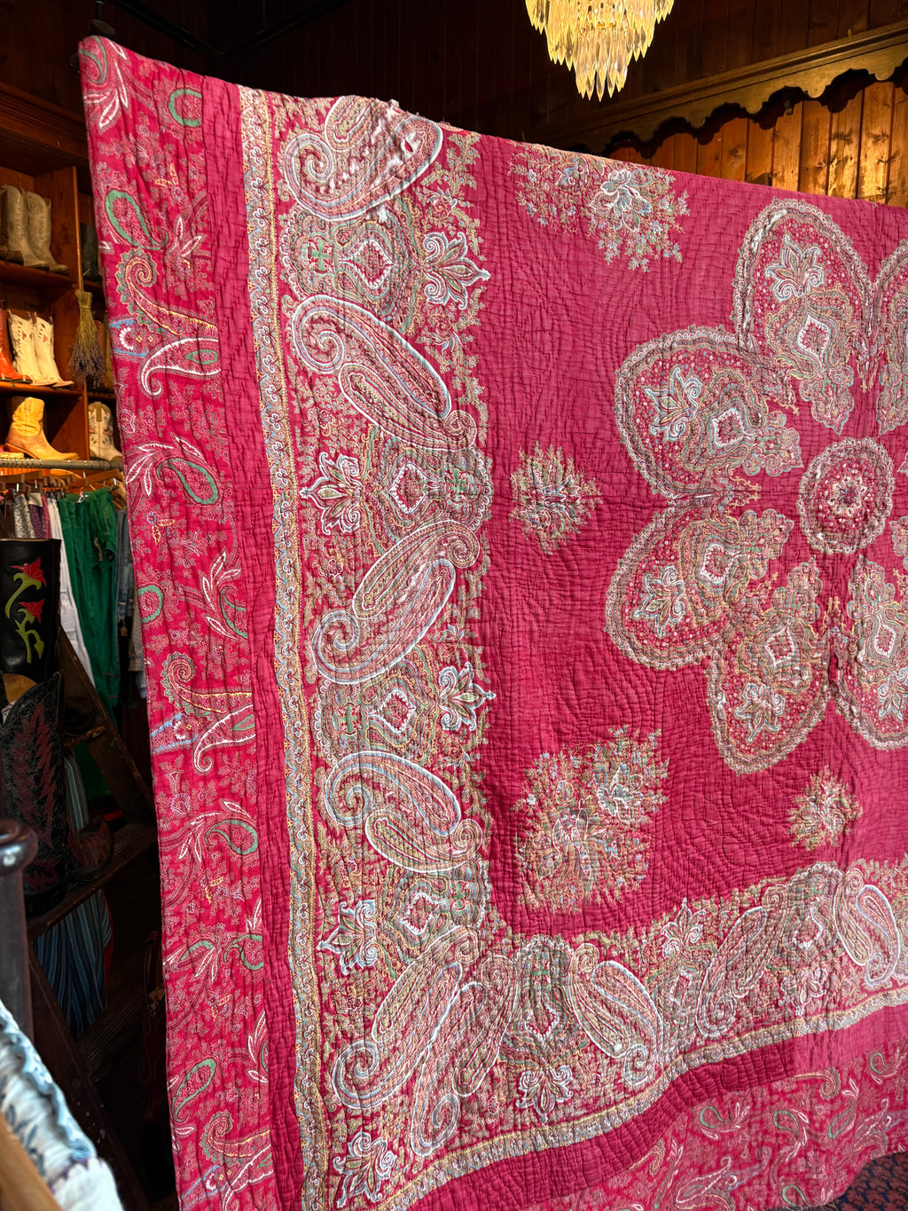 Antique Red Paisley Quilt
