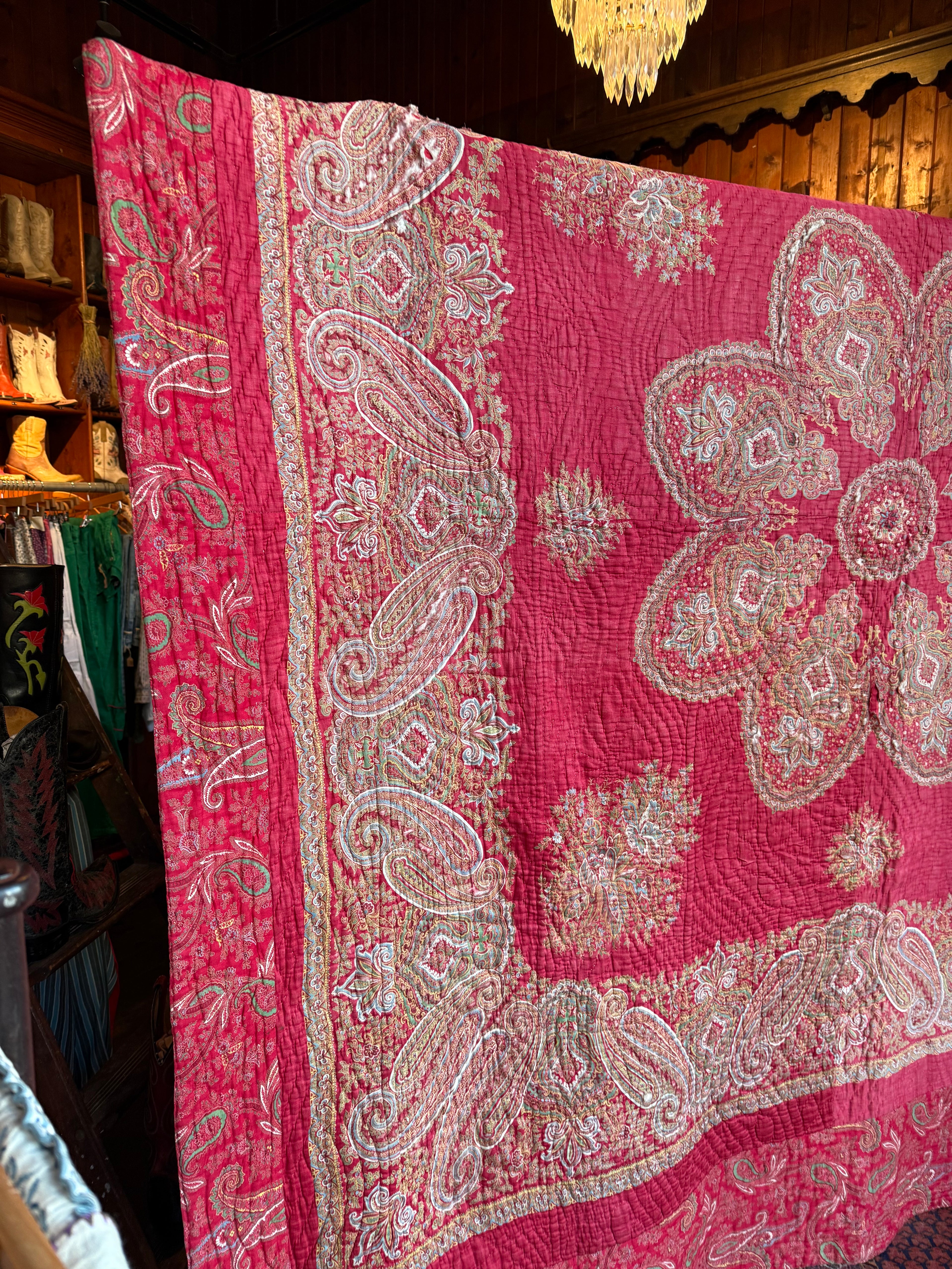 Antique Red Paisley Quilt