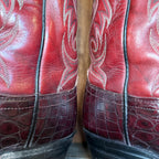 UK 9 - Vintage 1980’s Red Croc Spiral Cowboy Boots