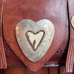 Vintage Handmade Triple Heart Concho Leather Shoulder Bag