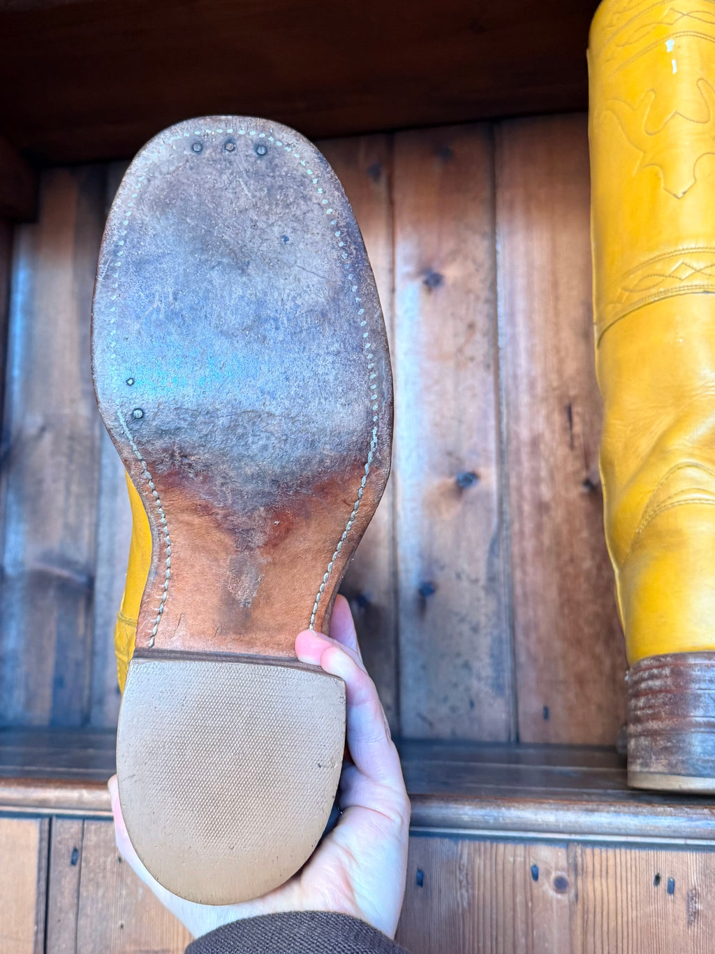 UK 8 - Vintage 1970’s Yellow Longhorn Frye Campus Boots