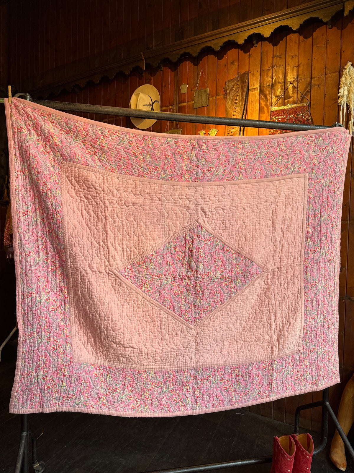 Vintage Pink Paisley Reversible Cotton Quilt