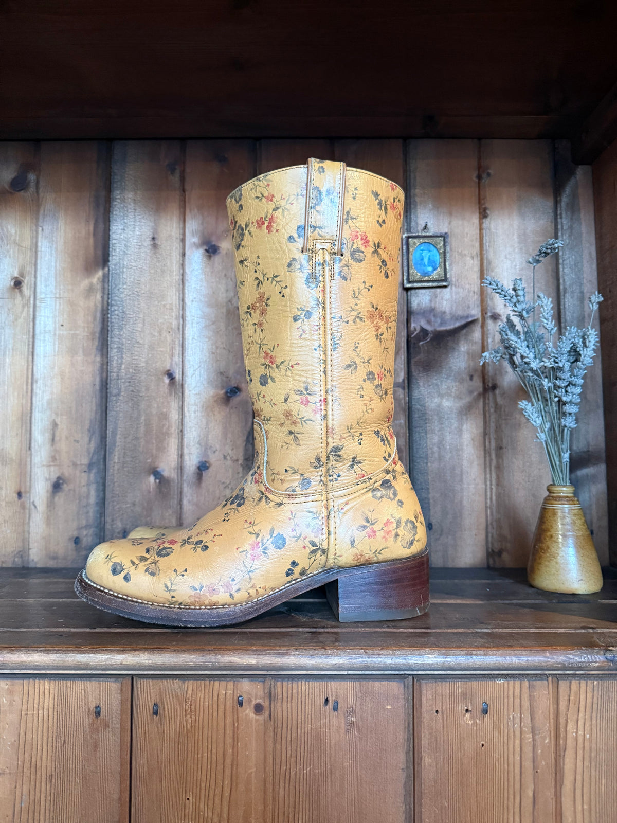 UK 6 / 5.5 - Vintage Floral Campus Style Boots