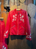 90’s Red Suede Folk Leather Jacket