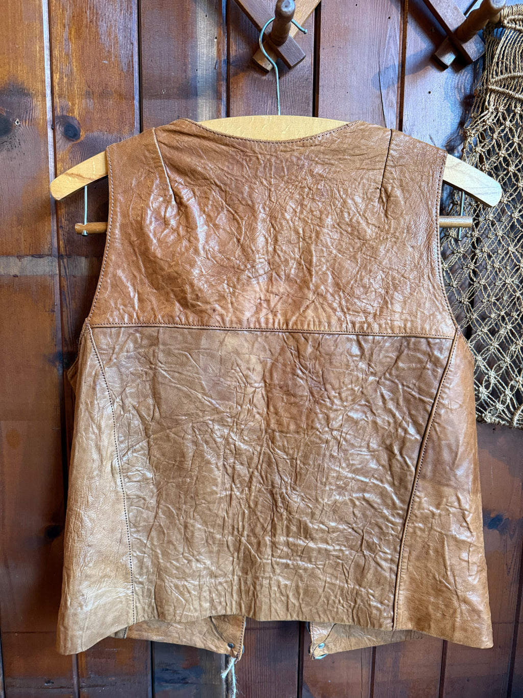Vintage 1970s French Leather Waistcoat