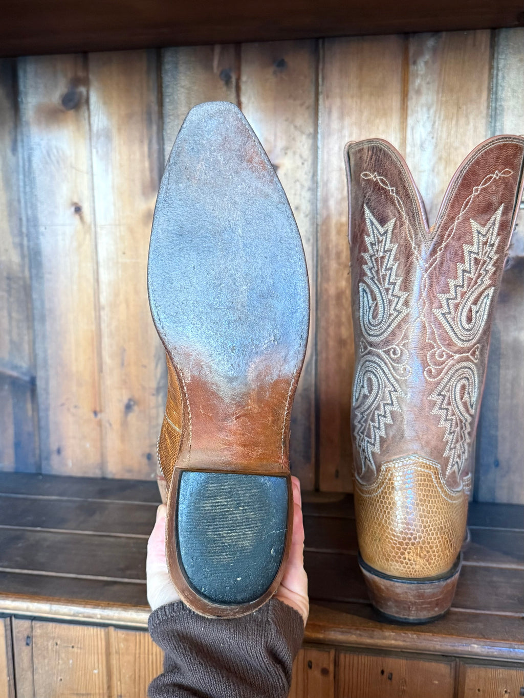 UK 7.5 - Vintage Exotic Teju Lizard 90s Lucchese Cowboy Boots