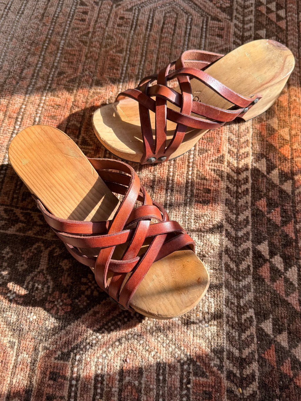 1960’s Handmade Wooden Clog Platform Sandals
