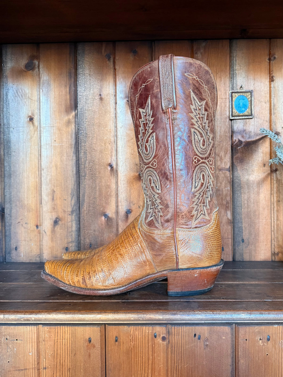 UK 7.5 - Vintage Exotic Teju Lizard 90s Lucchese Cowboy Boots