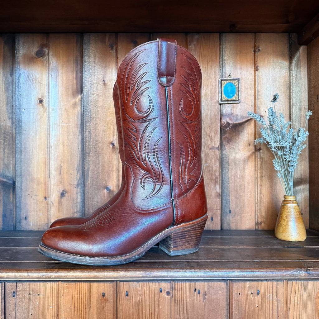 UK 9 - Vintage Thick Leather Cowboy Boots