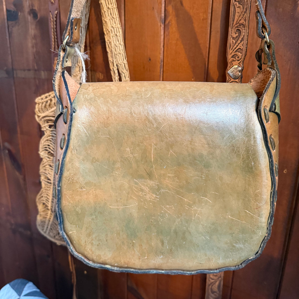 Vintage Tooled Leather Saddle Bag