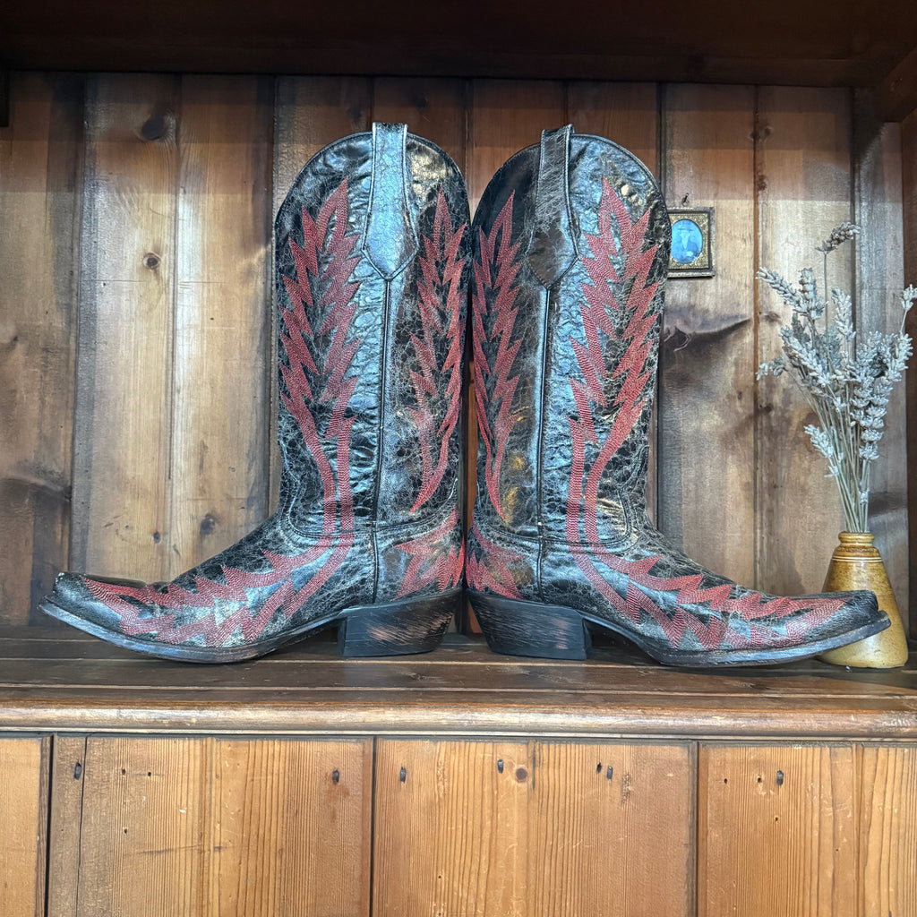 UK 5 - Vintage Flame Stitch Cowboy Boots