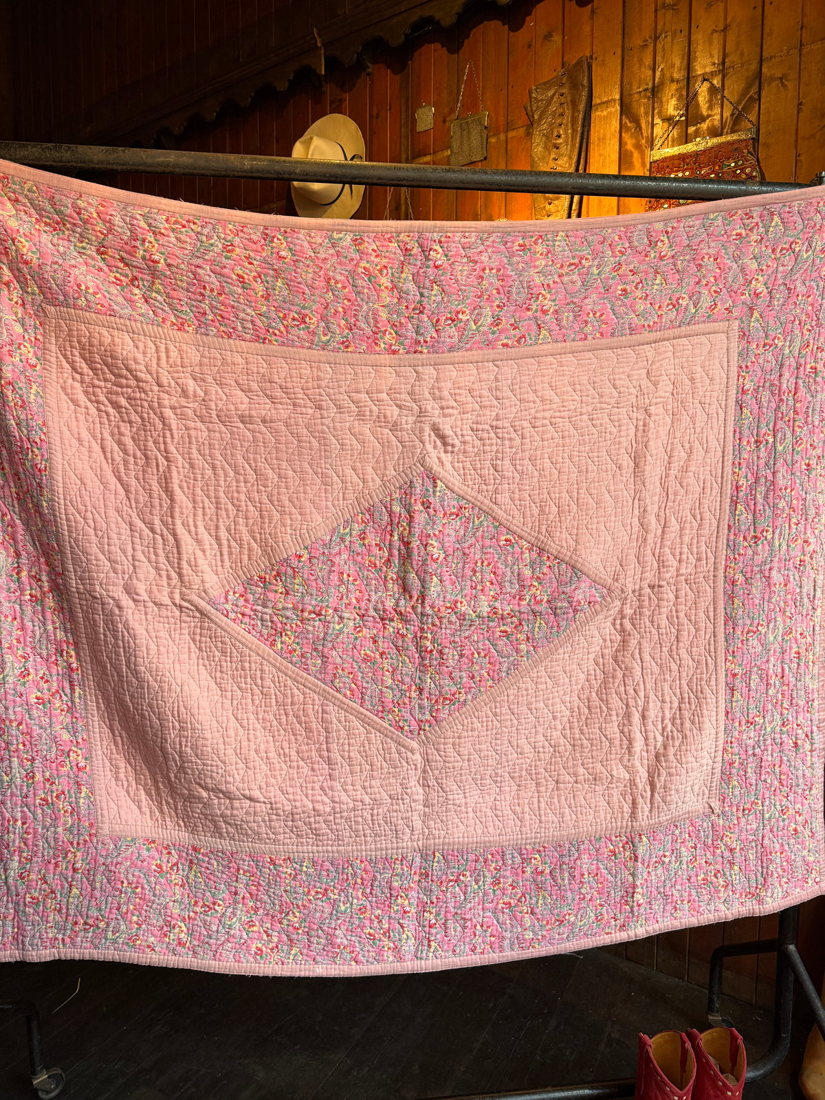 Vintage Pink Paisley Reversible Cotton Quilt