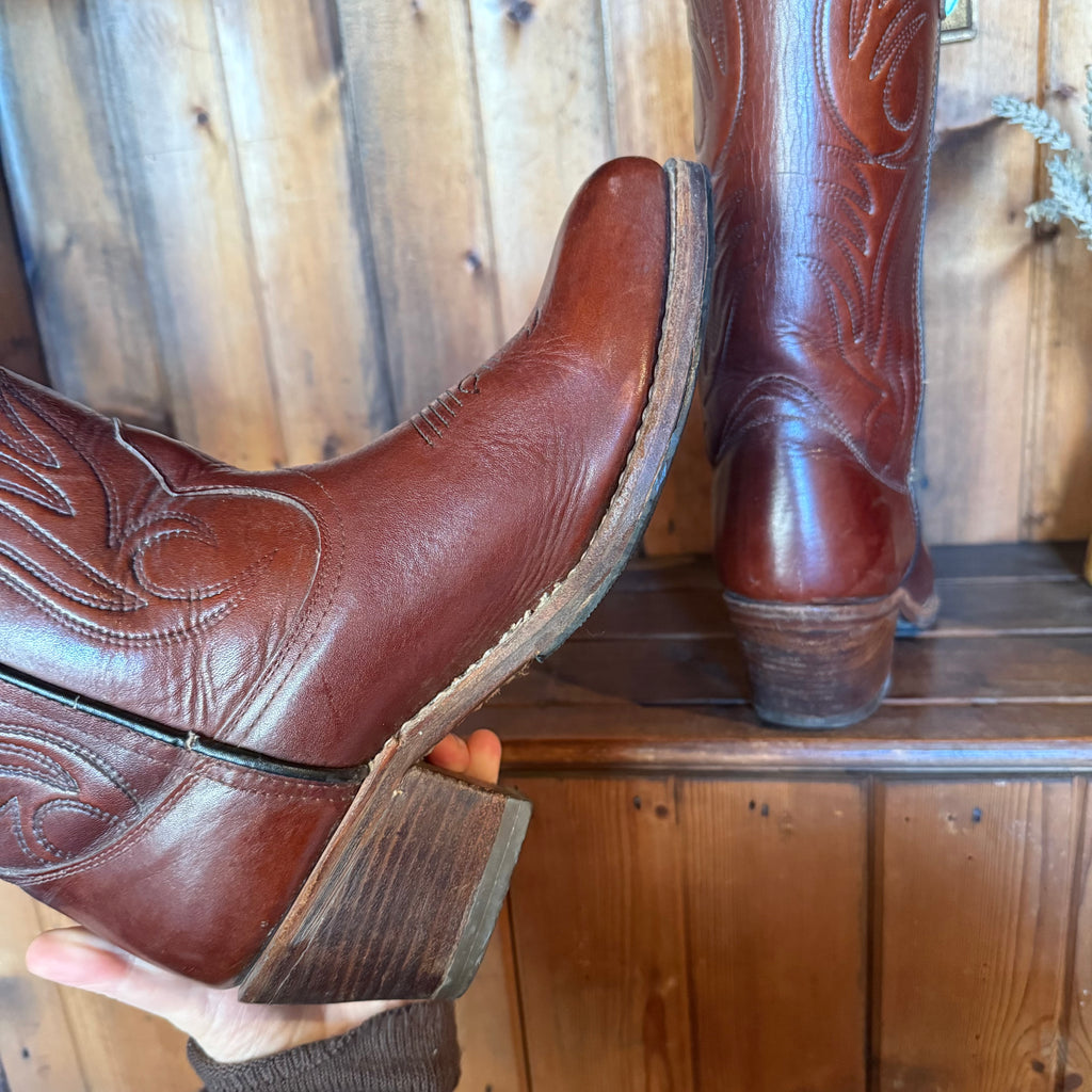 UK 9 - Vintage Thick Leather Cowboy Boots