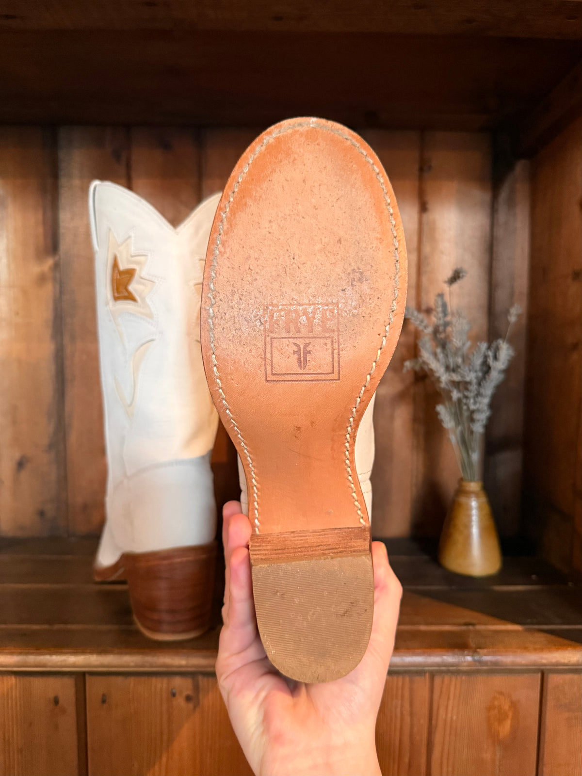 UK 7 - Vintage Rare Frye White Soft Suede Tulip Boots.