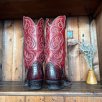UK 9 - Vintage 1980’s Red Croc Spiral Cowboy Boots