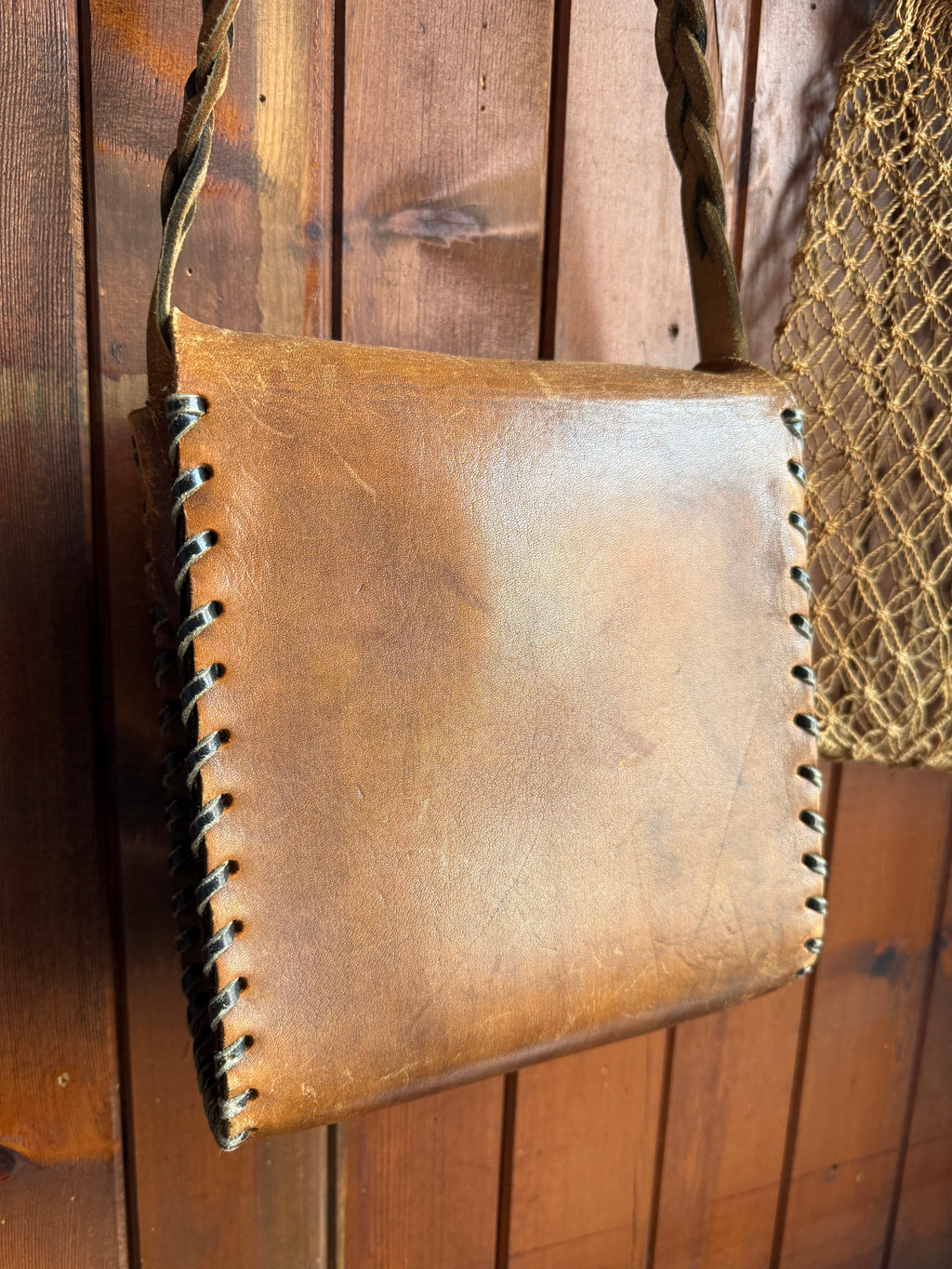 Vintage Handmade Tooled Leather Bag