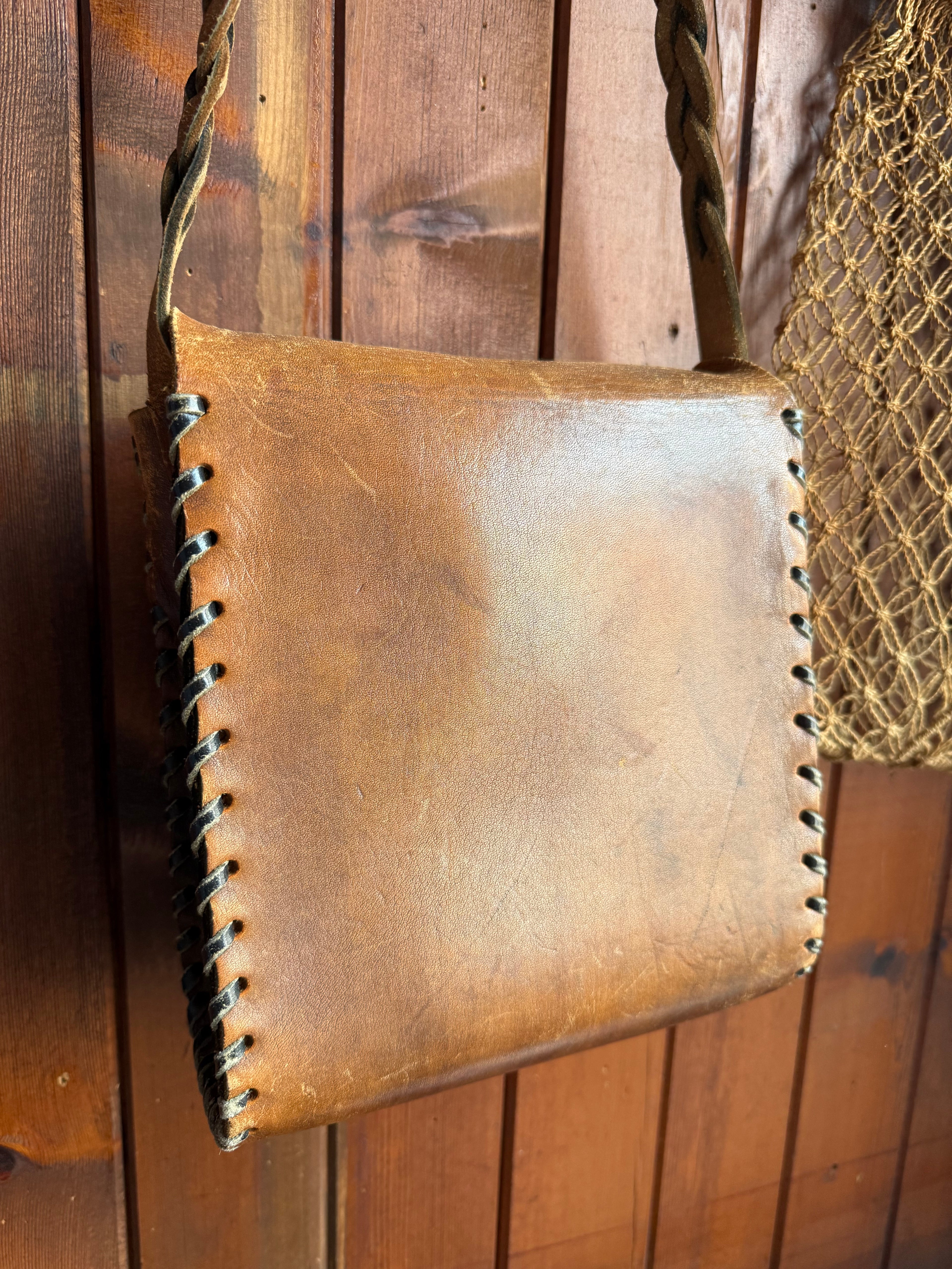 Vintage Handmade Tooled Leather Bag