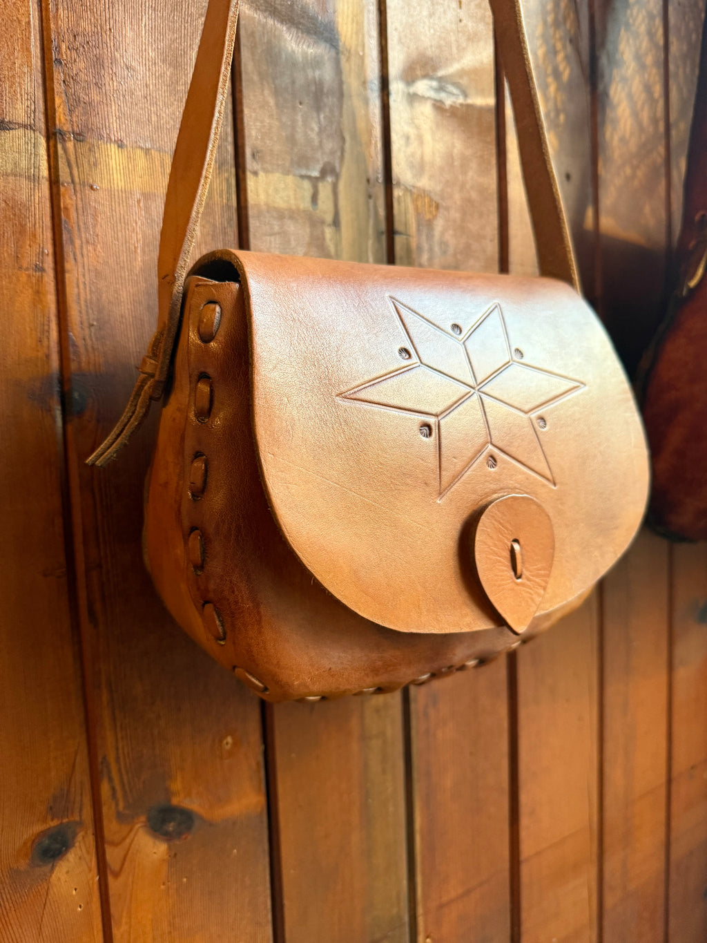 Vintage Star Leather Saddle Bag