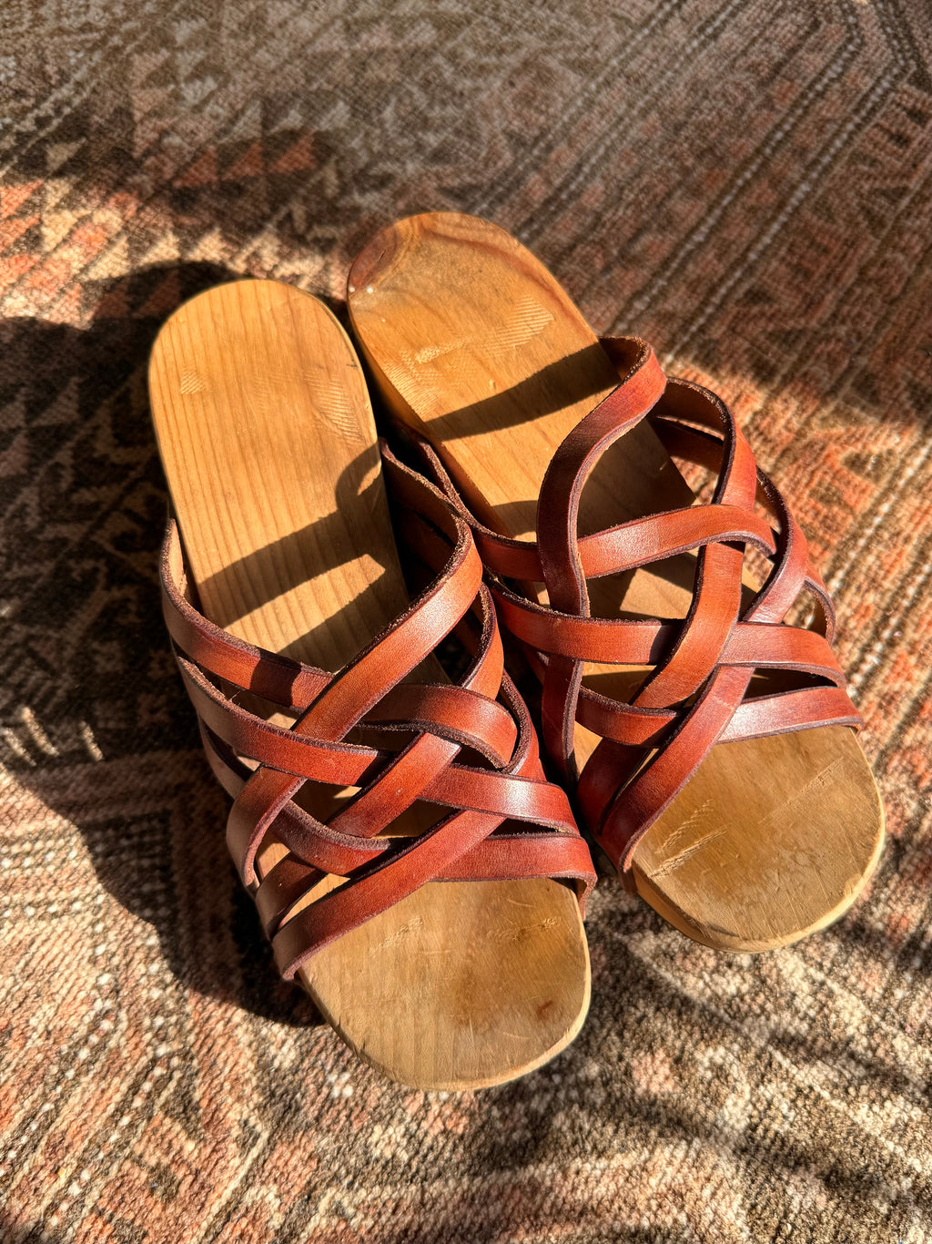 1960’s Handmade Wooden Clog Platform Sandals