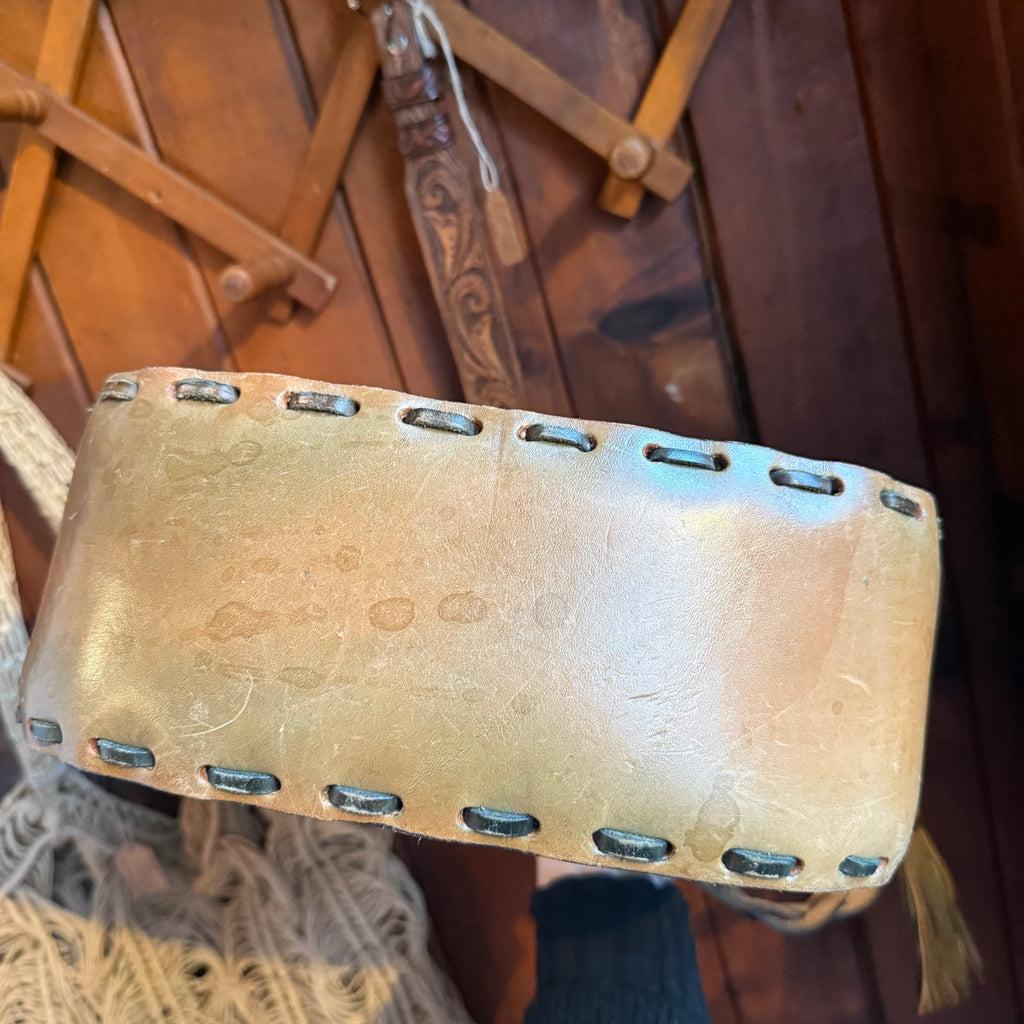 Vintage Tooled Leather Saddle Bag