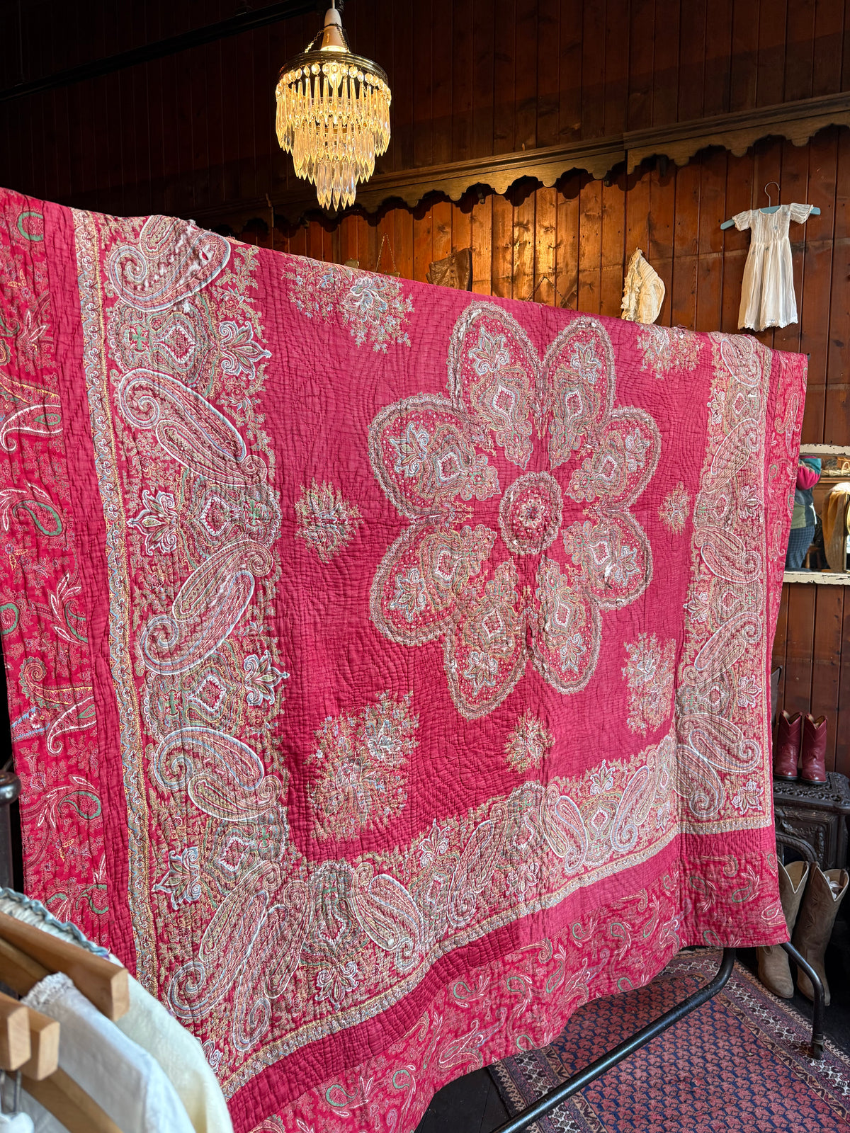 Antique Red Paisley Quilt