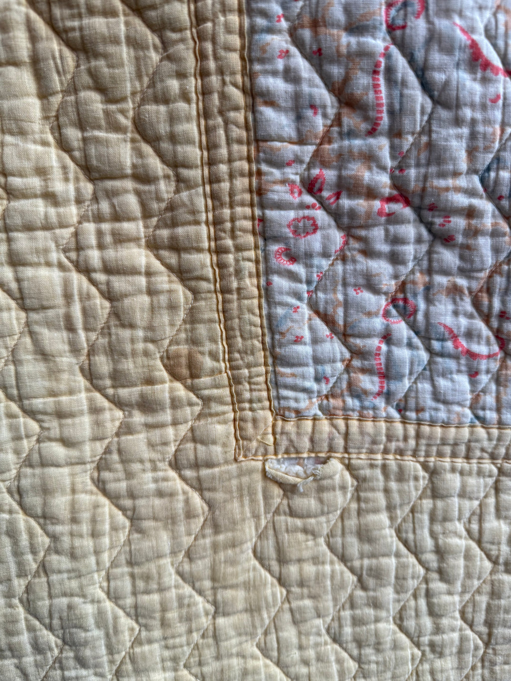 1930s/40s Lemon Yellow Reversible Paisley Quilt