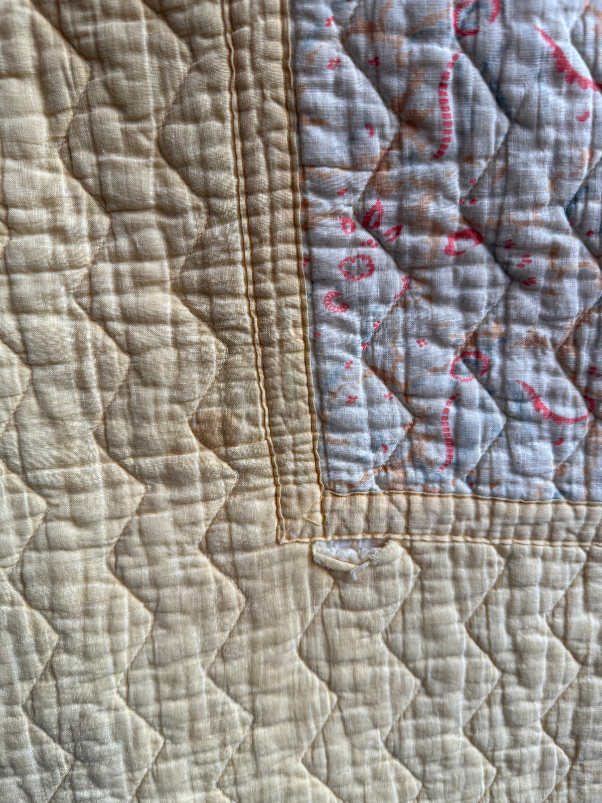 1930s/40s Lemon Yellow Reversible Paisley Quilt