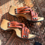 1960’s Handmade Wooden Clog Platform Sandals