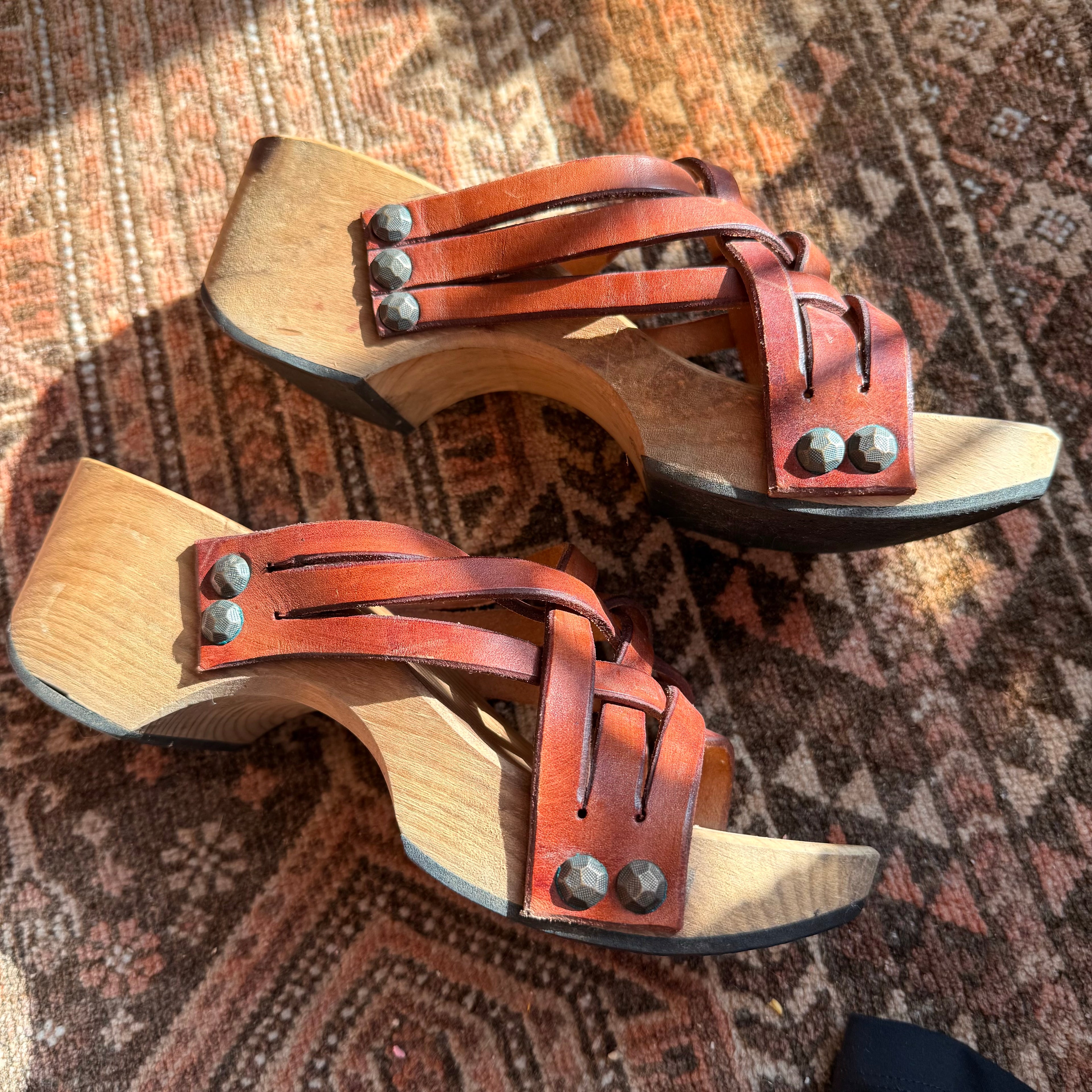 1960’s Handmade Wooden Clog Platform Sandals