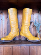 UK 8 - Vintage 1970’s Yellow Longhorn Frye Campus Boots