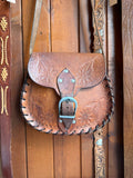 Floral Vintage Leather Saddle Bag