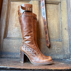 UK 7 - Incredible Vintage DESTROY Leather Knee-high Boots