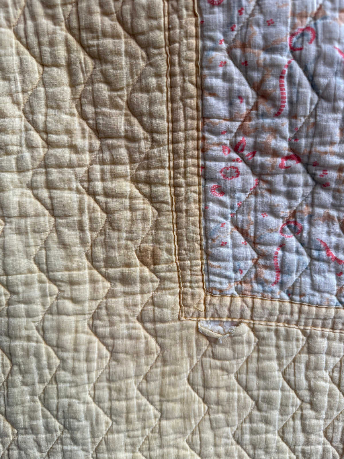 1930s/40s Lemon Yellow Reversible Paisley Quilt