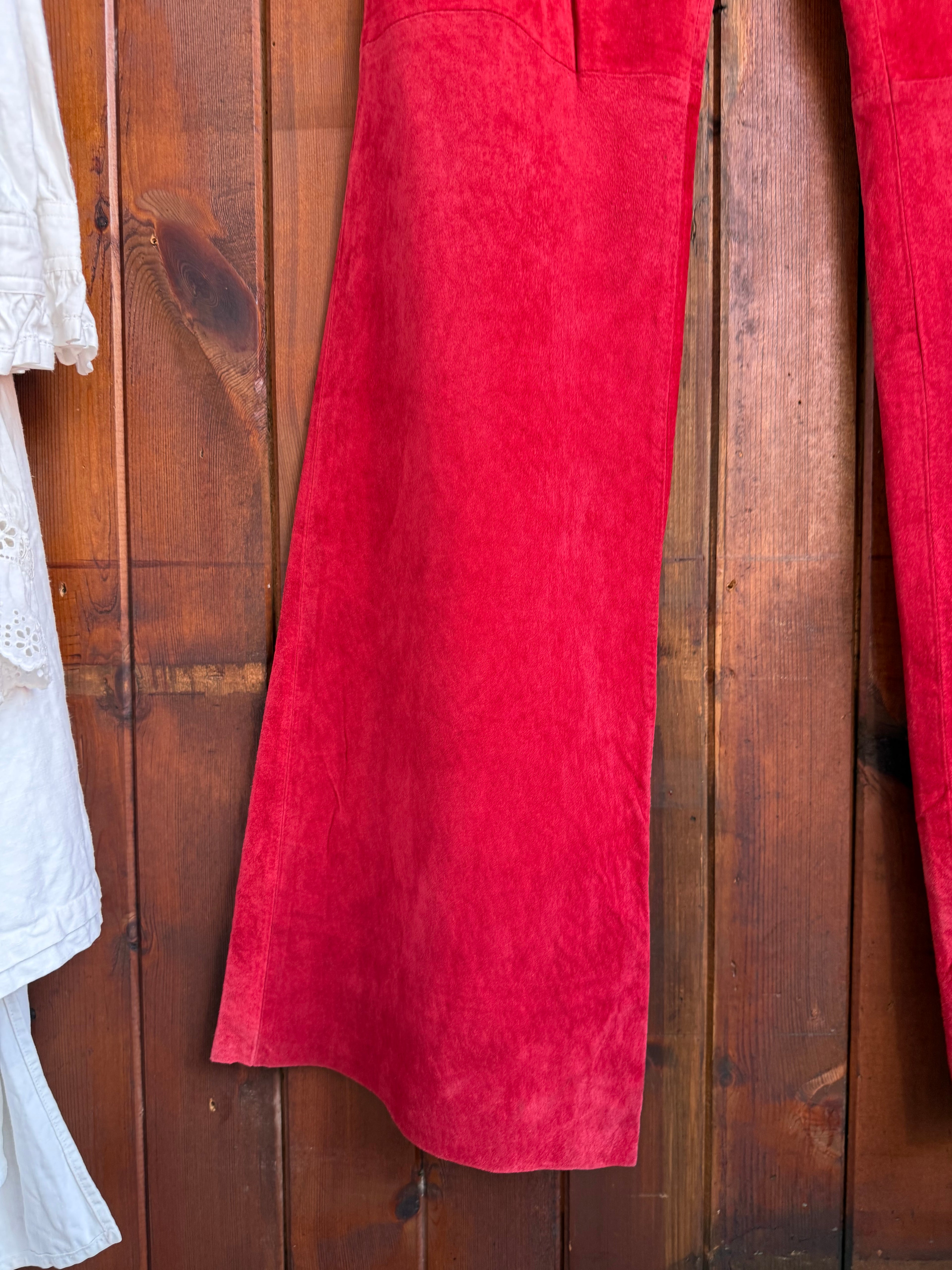 90’s Red Suede Folk Flares