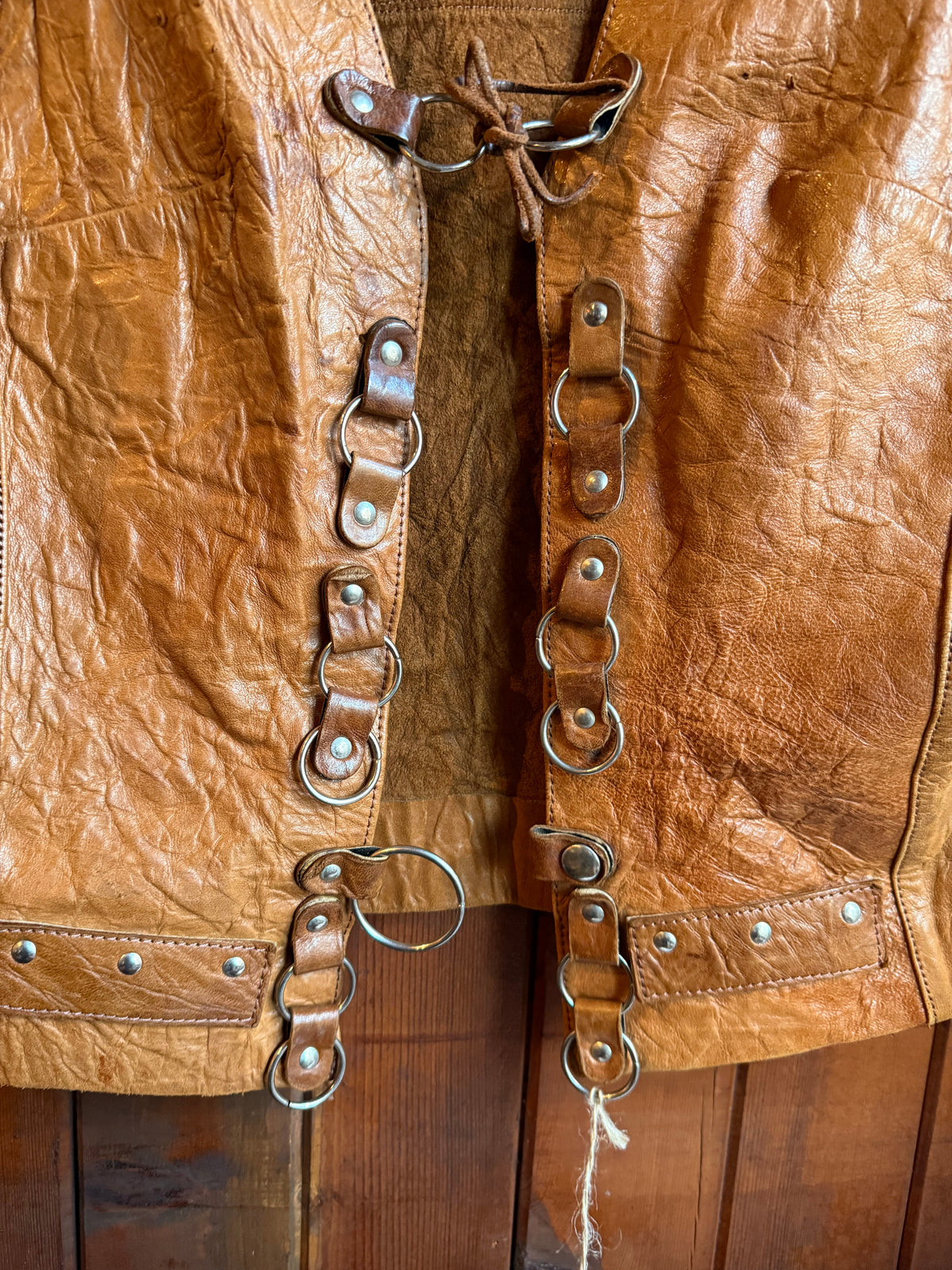 Vintage 1970s French Leather Waistcoat