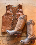 Vintage 1970s French Leather Waistcoat