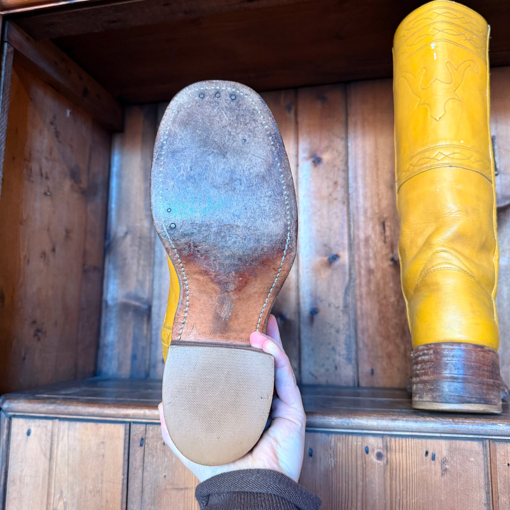 UK 8 - Vintage 1970’s Yellow Longhorn Frye Campus Boots