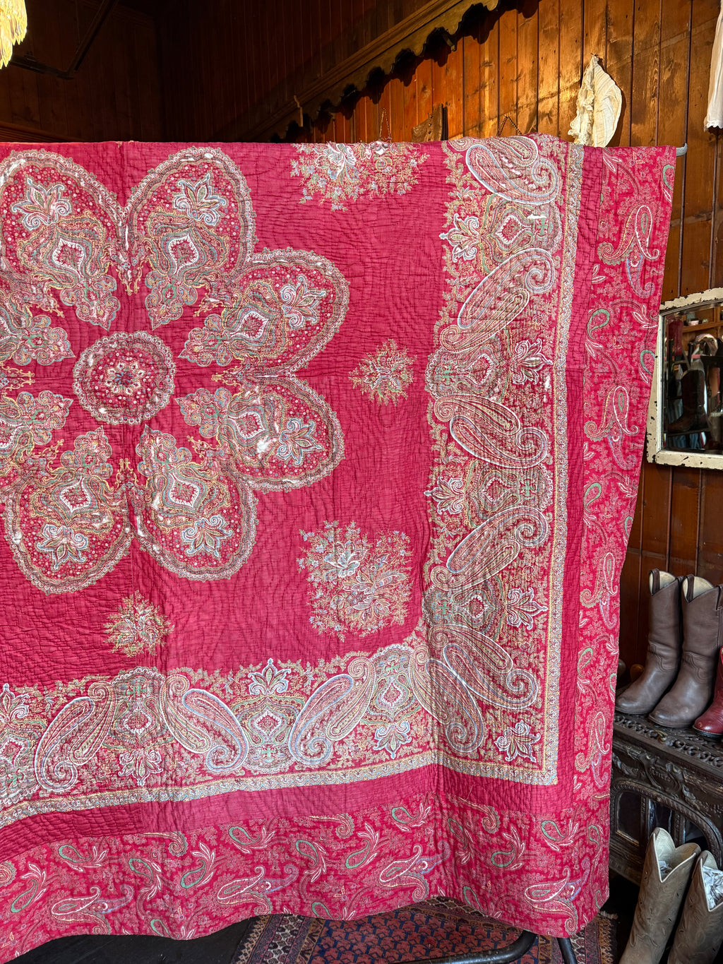 Antique Red Paisley Quilt