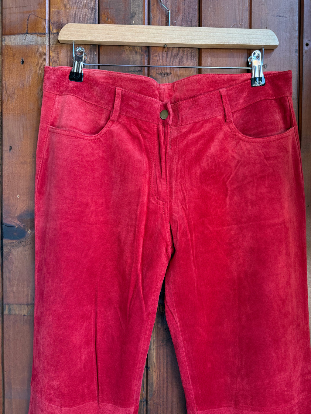 90’s Red Suede Folk Flares