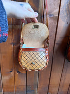 Vintage Floral Leather Saddle Bag