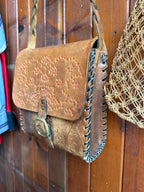 Vintage Handmade Tooled Leather Bag