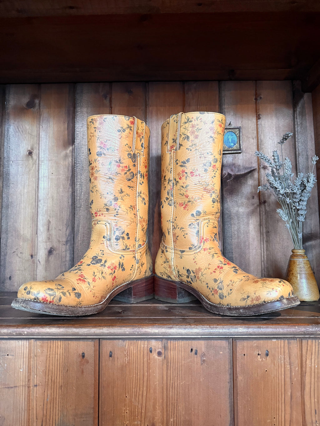 UK 6 / 5.5 - Vintage Floral Campus Style Boots