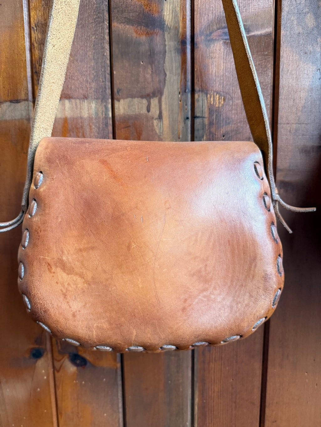 Vintage Star Leather Saddle Bag